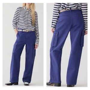 J Crew Relaxed Cargo Pants Heavyweight Twill Royal Navy Periwinkle